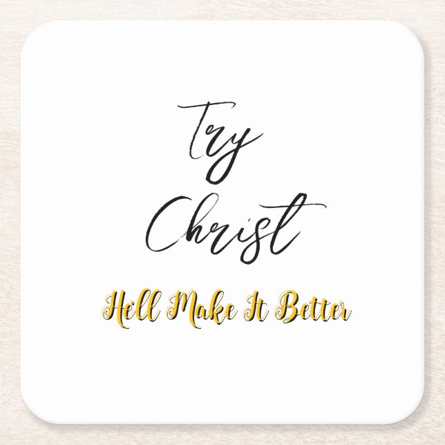 Versuchen Sie Christ White Rechteckiger Pappuntersetzer (Vorderseite)
