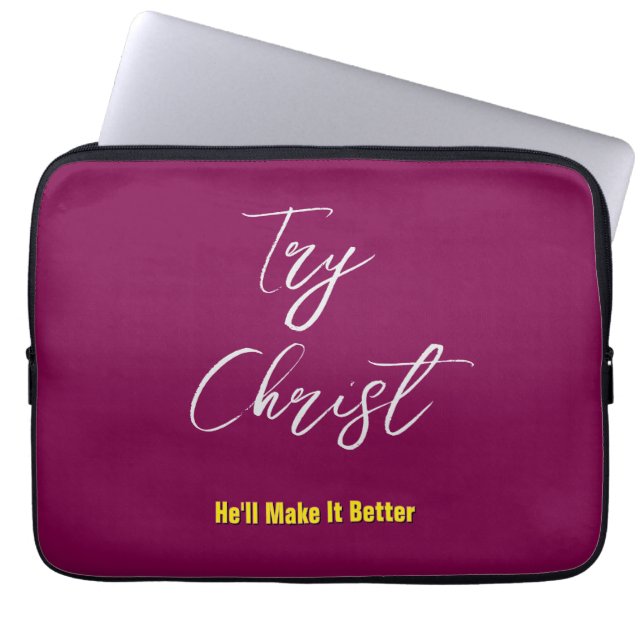 Versuchen Sie Christus - er wird es besser Wein ma Laptopschutzhülle (Vorderseite)