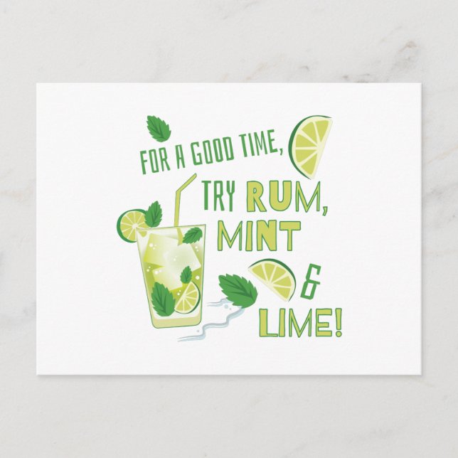 Versuchen Sie Rum, Minze und Limon Postkarte (Vorderseite)