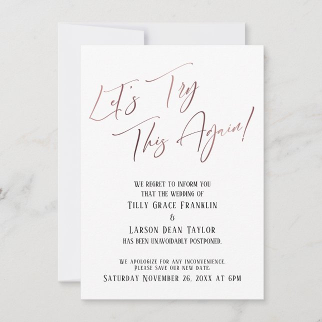 Versuchen wir es noch einmal mit der verspäteten H Einladung (Vorderseite)