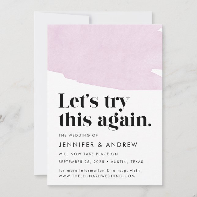 Versuchen wir es noch einmal mit Lila Hochzeitverl Ankündigung (Vorderseite)