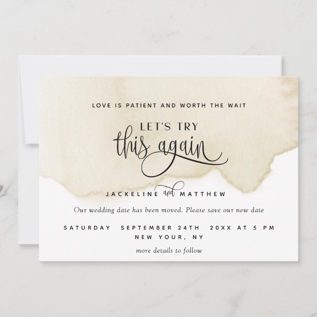 Versuchen wir es noch einmal, Sand, Tan, Beige Was Save The Date (Vorderseite)