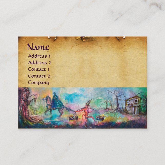 VERSUCHUNG Dunkler Ritter und Teufel Parchment Visitenkarte (Vorderseite)