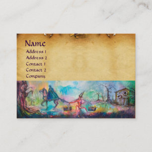 VERSUCHUNG dunkler Ritter und Teufel-Pergament Visitenkarte