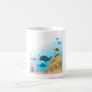 Versunkenes Schiff und Fisch Kaffeetasse