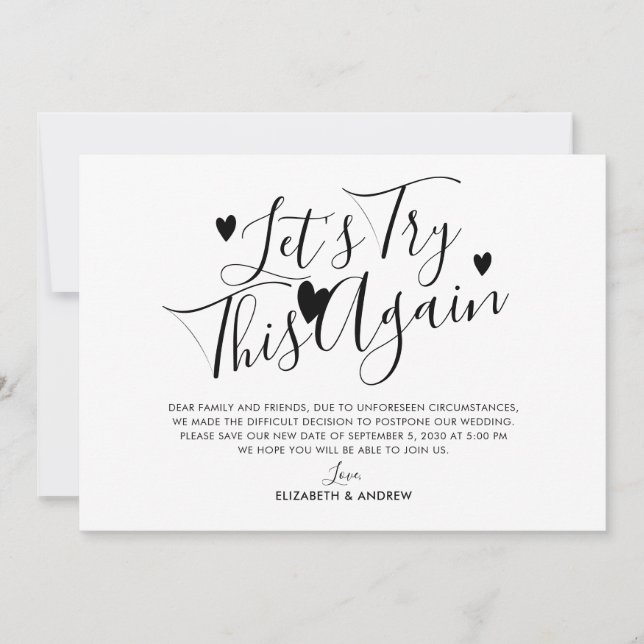 Vertagung der Hochzeit Ankündigung (Vorderseite)