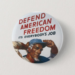 Verteidige die amerikanische Freiheit Vintage-Krie Button
