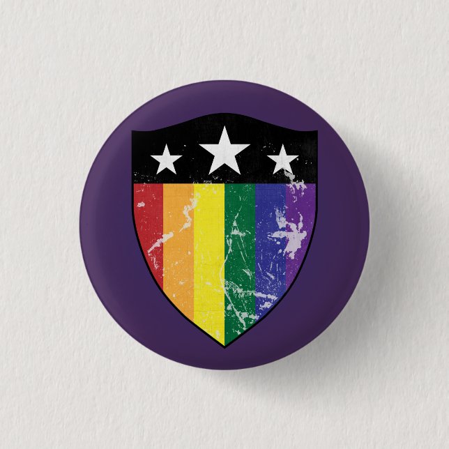 Verteidiger-Schild 01 (LGBTQIA) Button (Vorderseite)