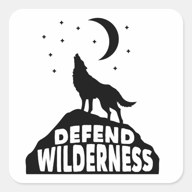Verteidiger Wilderness Wolf Moon Quadratischer Aufkleber (Vorderseite)