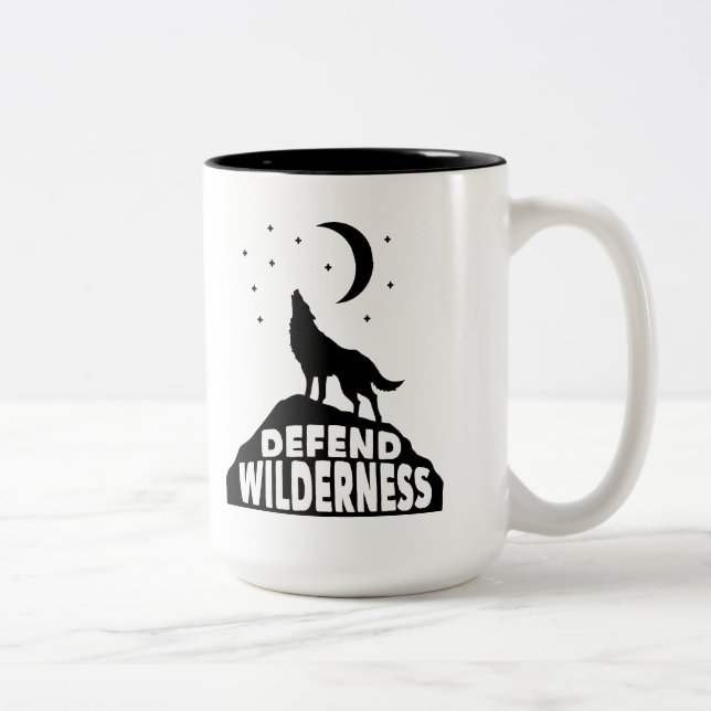 Verteidiger Wilderness Wolf Moon Zweifarbige Tasse (Rechts)