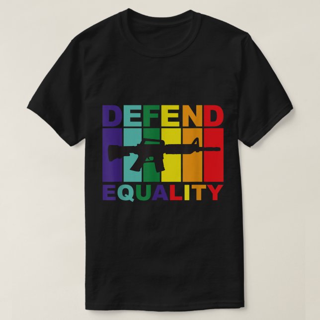 Verteidigung der Gleichheit - LGBT - Schwulenflagg T-Shirt (Design vorne)
