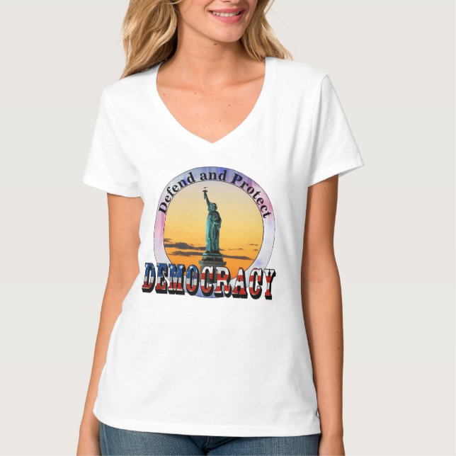 Verteidigung und Schutz der DEMOKRATIE T-Shirt (Vorderseite)