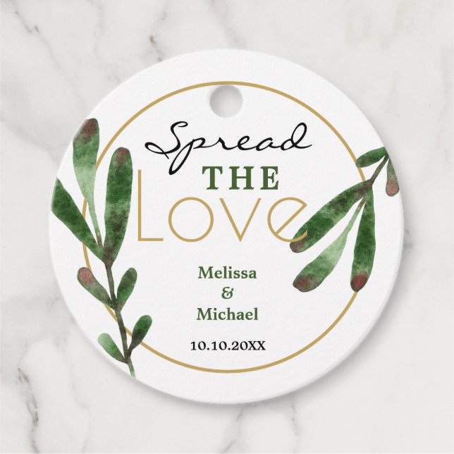 Verteilen Sie die Liebe Grüne Hochzeit Vielen Dank Geschenkanhänger (Vorderseite)