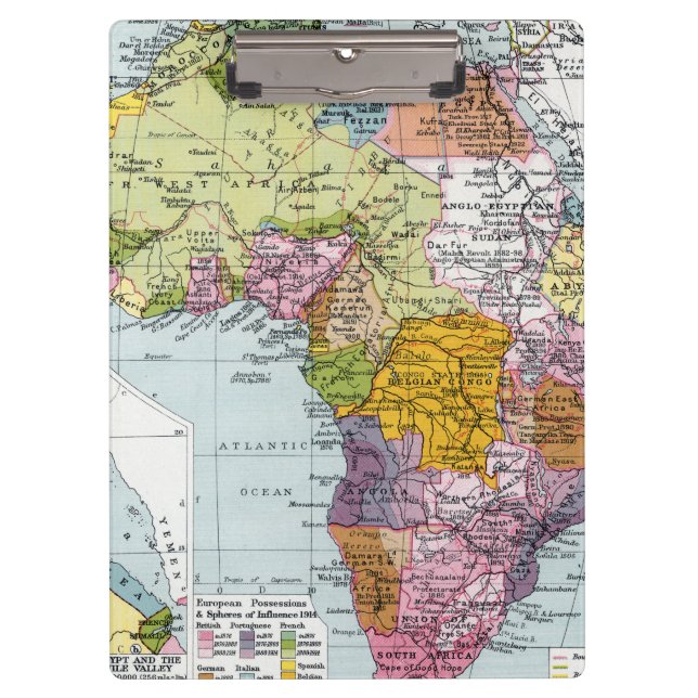 VERTEILTES AFRIKA, 1914 KLEMMBRETT (Vorderseite)