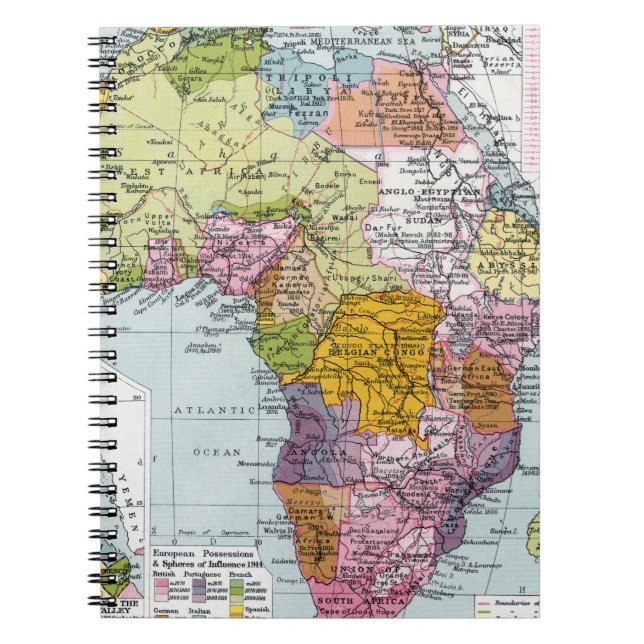VERTEILTES AFRIKA, 1914 NOTIZBLOCK (Vorderseite)