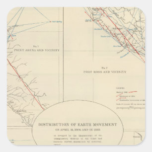 Verteilung der Erdbewegung in Kalifornien Quadratischer Aufkleber