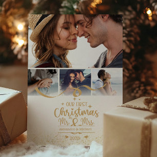 Vertiales Weihnachts-Layout für 4 Fotos Feiertagskarte