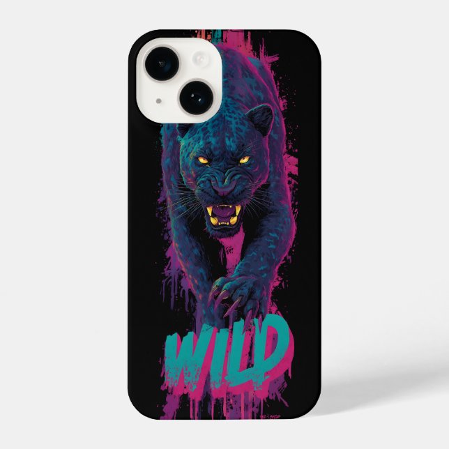 Vertical, Aggressive Black Panther Illustration iPhone Hülle (Rückseite)