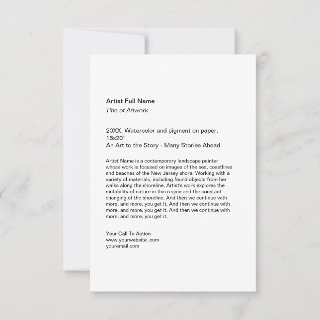 Vertical Artwork Exhibition Art Show Placards Mitteilungskarte (Vorderseite)