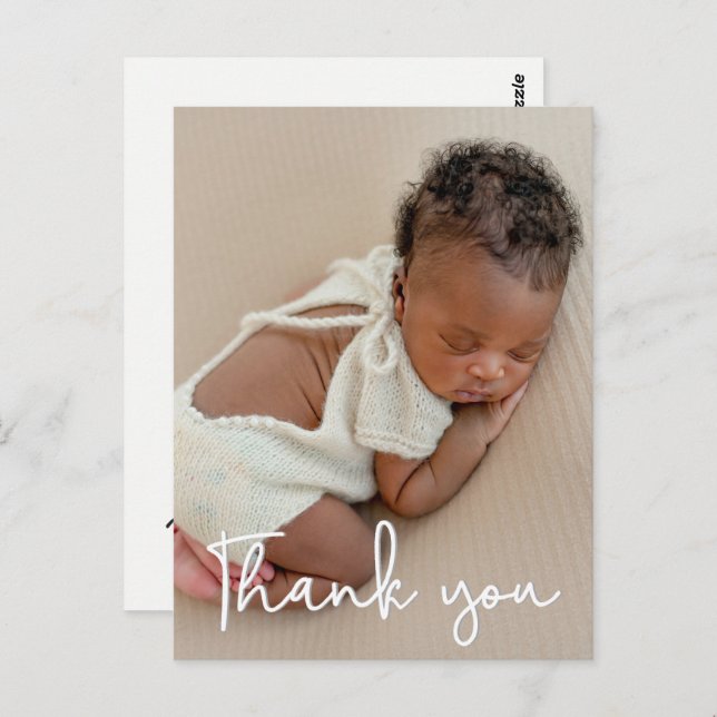 Vertical Baby Foto Geburtserklärung Vielen Dank Postkarte (Vorne/Hinten)