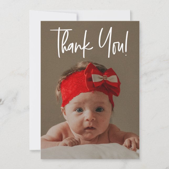 Vertical Baby Girl Foto Geburtsankündigung Dankeskarte (Vorderseite)