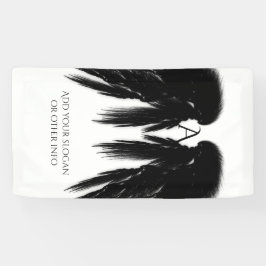 Vertical Black Angel Wings Monogram Banner