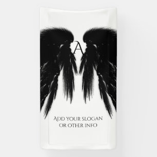 Vertical Black Angel Wings Monogram Banner
