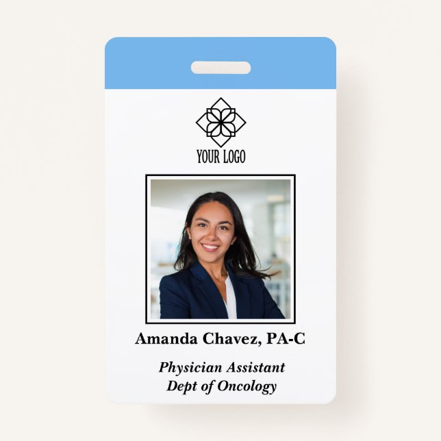 Vertical Blue Custom Employee ID Photo Name Ausweis (Vorderseite)