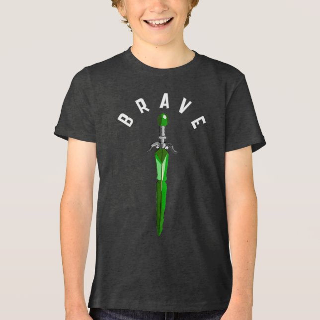 Vertical Brave Fantasy Sword Kids Tri-Blend Shirt (Vorderseite)