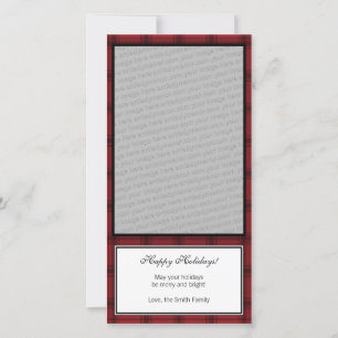 Vertical Foto Card Kariert Happy Holidays Red Feiertagskarte