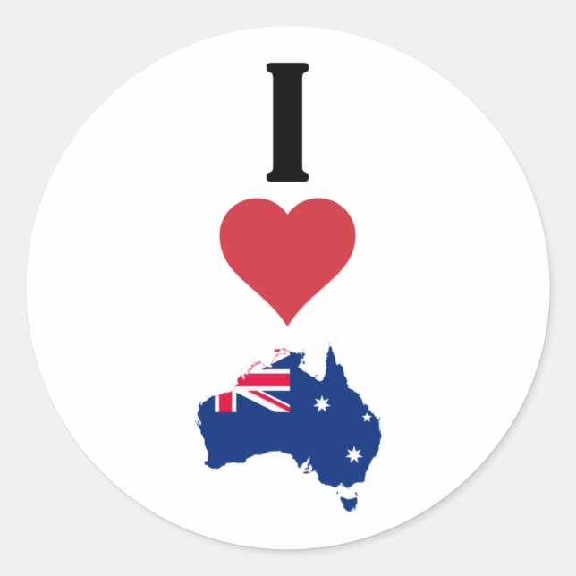 Vertical I Love Australia / I Heart Australia Runder Aufkleber (Vorderseite)