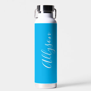 Vertical Name, White Script, Sky Blue Trinkflasche