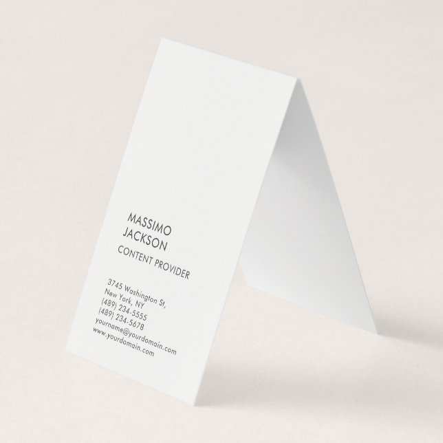 Vertical Plain Simple Black White Minimalist  Visitenkarten (Vorderseite)