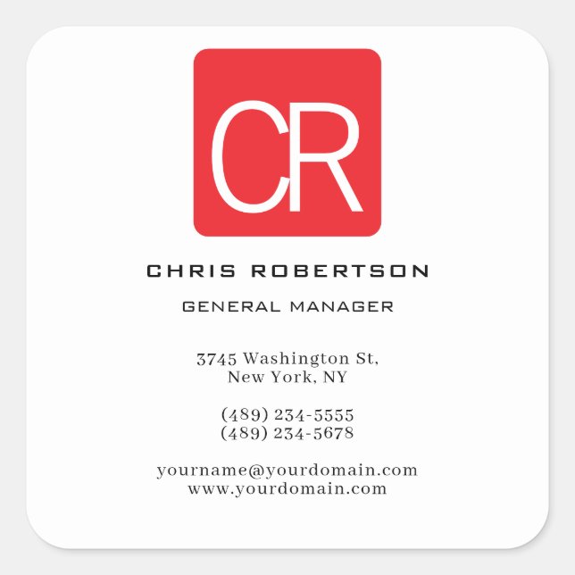 Vertical Red Stripe White Professional Plain Quadratischer Aufkleber (Vorderseite)