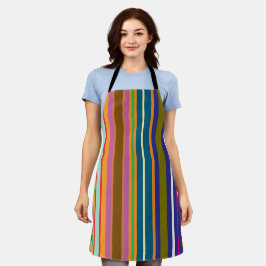 Vertical Retro Stripes Colorful Apron Schürze
