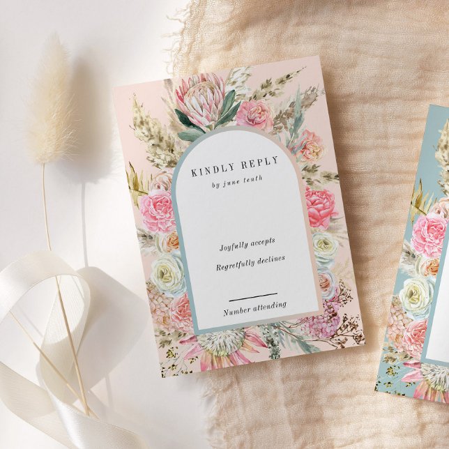 Vertical RSVP-Karte mit Bohemischem Tropenschwarz RSVP Karte (Von Creator hochgeladen)