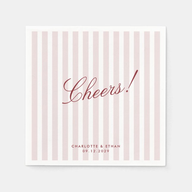 Vertical Stripes blush Pink Moderne Hochzeitsnahru Serviette (Vorderseite)
