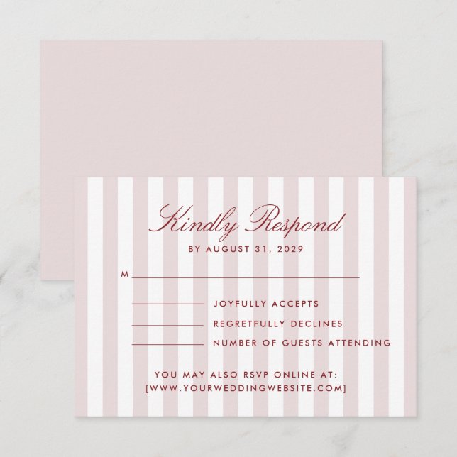 Vertical Stripes blush Pink Moderne Hochzeitsszene Einladung (Vorne/Hinten)