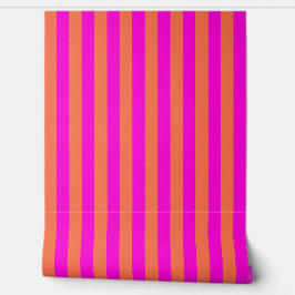 Vertical Stripes Pink and Orange Tapete