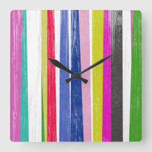 Vertical Stripes Quadratische Wanduhr