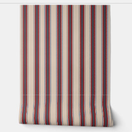 Vertical Stripes Tan Red Blue Tapete