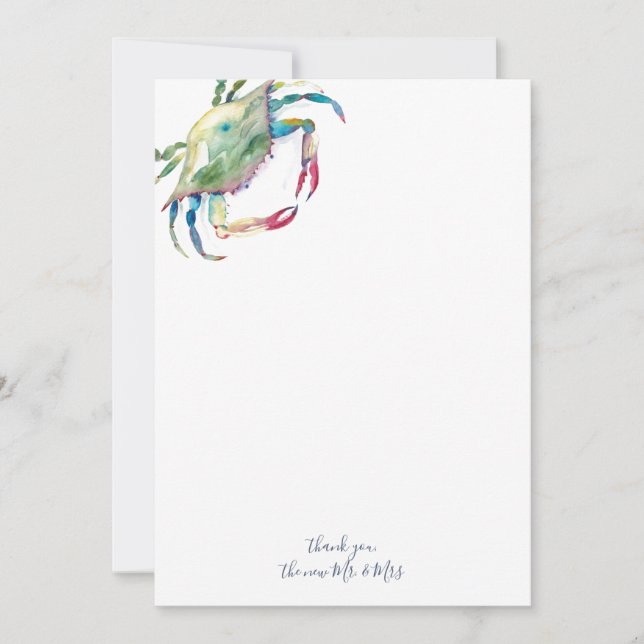 Vertical Watercolor Crab Thank You Cards Mitteilungskarte (Vorderseite)