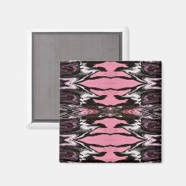 Vertigo Abstract Red Black Silver Fluid Art Magnet