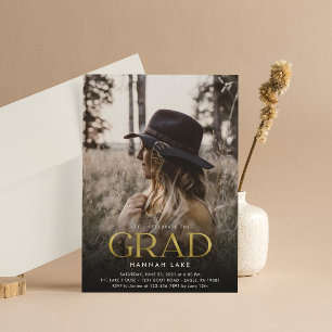 Vertikal 3 Foto Gold Foil Grad Foto Abschluss Einladung