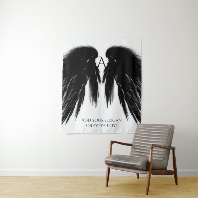Vertikal BLACK ANGEL WINGS Monogram Wandteppich (Beispiel)