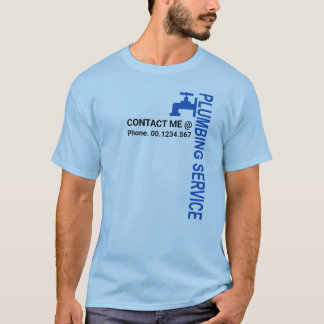 Vertikal Blue Faucet Motif Plumbing Service T-Shirt