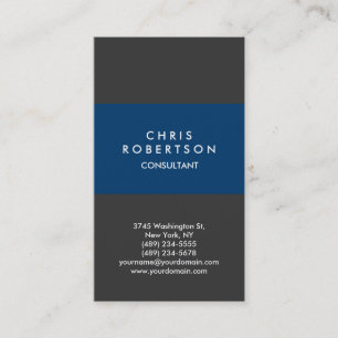 Vertikal Blue Gray Minimal Business Card Visitenkarte