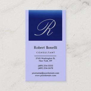 Vertikal Blue Monogram Consultant Business Card Visitenkarte