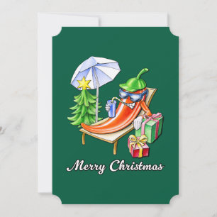 Vertikal Fir Green Frohe Weihnachtszeit Chili 5 x Feiertagskarte