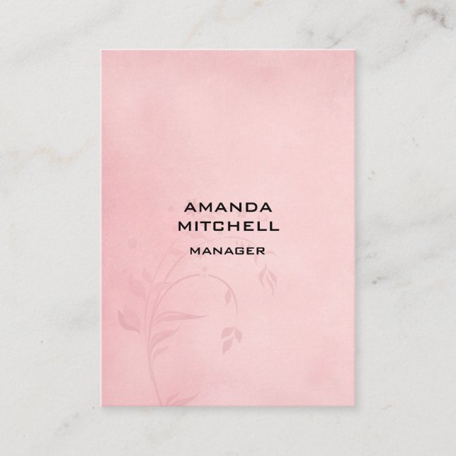 Vertikal floraler rosa Hintergrund Schlicht modern Visitenkarte (Vorderseite)